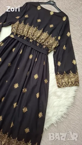 РАЗКОШНА черна рокля със златиста щампа 2ХЛ/3ХЛ размер , снимка 15 - Рокли - 50175291
