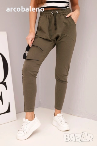 Дамски панталони с ластик и връзки, 4цвята , снимка 2 - Панталони - 53070859