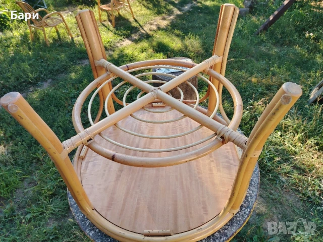 Комплект от два стола и маса от ратан, снимка 8 - Столове - 40134449