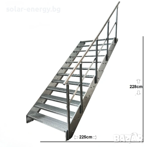 Метално стълбище 12 стъпала | Външни стълби | Поцинковано