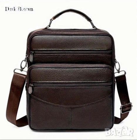 Мъжка делова кожена чанта /Универсална и стилна-Кафява естествена кожа, снимка 2 - Чанти - 53101893
