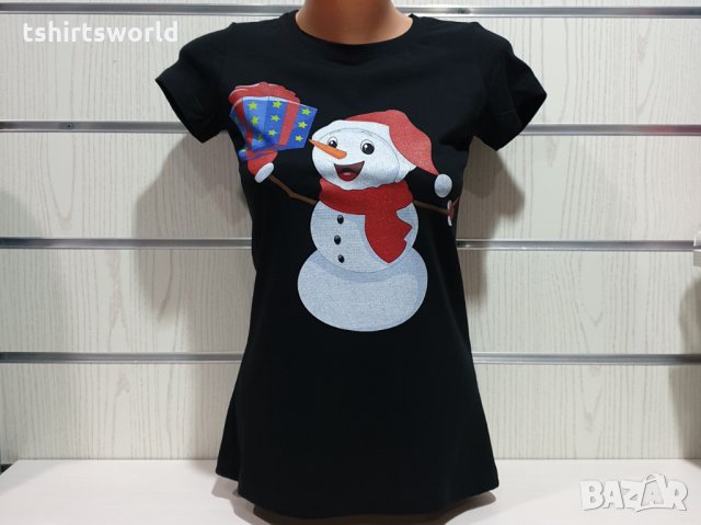 Нова дамска коледна тениска с дигитален печат Снежко, Снежен човек, снимка 6 - Тениски - 31116106