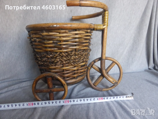  кошница за растения  от ратан велосипед, снимка 7 - Антикварни и старинни предмети - 52712293