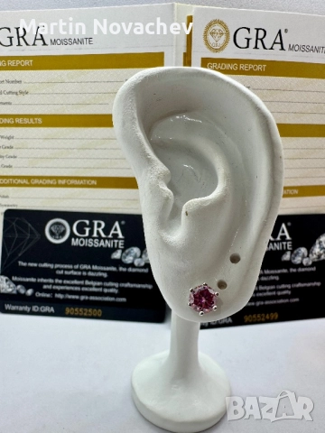 Сребърни обеци с мойсанит (Диамант) 1 карат, снимка 6 - Обеци - 52943942