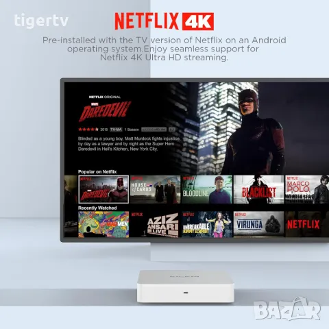 Android TV Box Tanix KICKPI KP1 Google TV 12 Google & Netfliх certificate, гаранция, снимка 6 - Плейъри, домашно кино, прожектори - 45389762