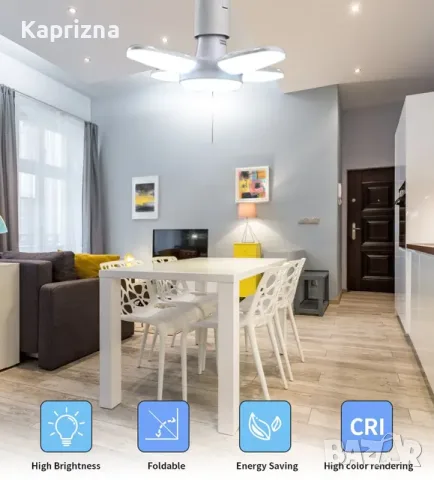 28W LED крушка с форма на вентилатор, снимка 3 - Крушки - 55743057