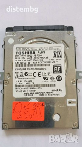 Твърд диск за компютър HDD Toshiba MQ01ABF050 500Gb  2.5'', снимка 1 - Твърди дискове - 42688379