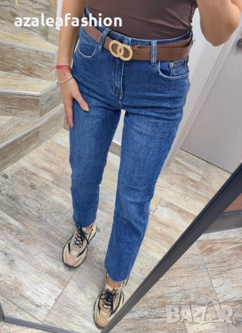 Дънки с прав крачол и колан, снимка 2 - Дънки - 52704958