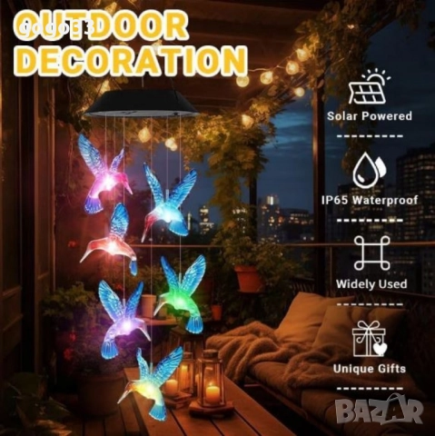 Многоцветна LED соларна лампа Колибри – Елегантно и екологично осветление за вашата градина и тераса, снимка 5 - Лед осветление - 50681234