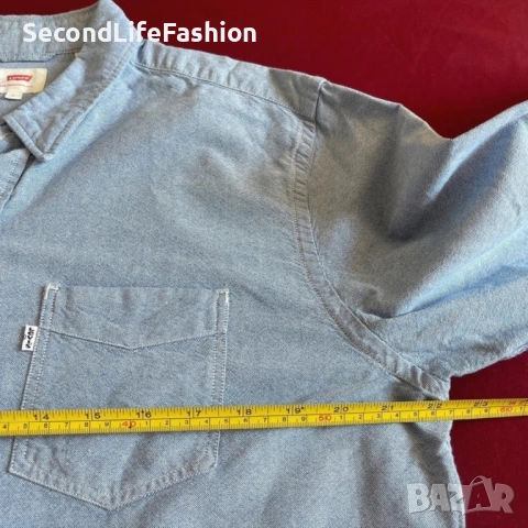 Мъжка синя памучна риза с дълъг ръкав Levi's размер L, снимка 3 - Ризи - 53349492