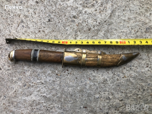 стар български нож "Вълчи зъб" с кания, снимка 14 - Ножове - 50138292