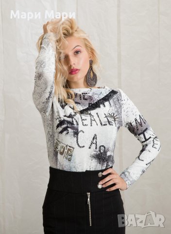 Блуза с къдрички, снимка 3 - Блузи с дълъг ръкав и пуловери - 30451488