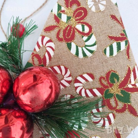 4159 Коледна панделка с елхови клонки, 27x17cm, снимка 4 - Декорация за дома - 42594996