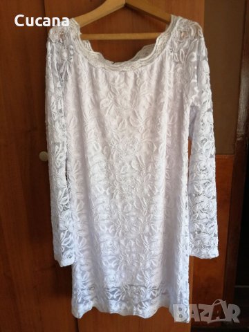 Бяла рокля с дантела, снимка 3 - Рокли - 33936895