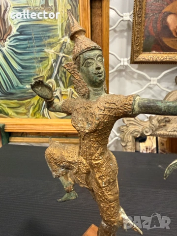 Бронзова тайландска фигура на принц Рама. №7992, снимка 4 - Антикварни и старинни предмети - 53944129