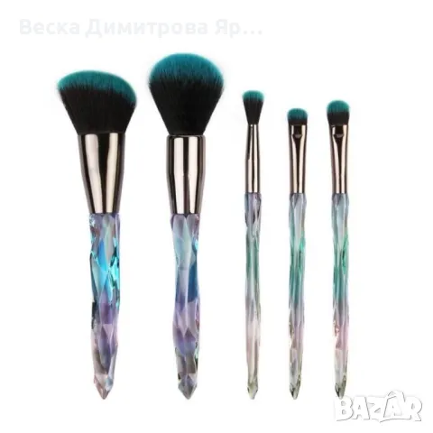 Сет от 5 броя четки за грим с диамантени дръжки HZS52, снимка 8 - Козметика за лице - 47716434