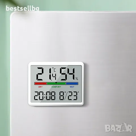 Електронен часовник с термометър влагомер за детска стая спалня офис влага, снимка 7 - Друга електроника - 47575904