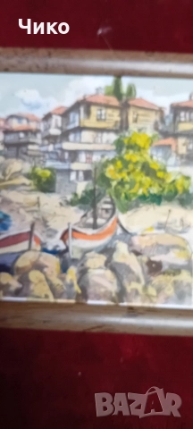 Рисувана малка картинка за стена, снимка 2 - Антикварни и старинни предмети - 52587178