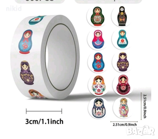 100 бр Матрьока малки самозалепващи лепенки стикери за ръчна изработка, снимка 3 - Други - 51489629