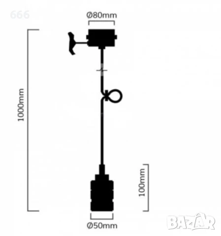 V-TAC - Метален държач, златен, алуминиев, прозрачен SKU: 3811 VT-7999, снимка 6 - Лампи за таван - 50993928