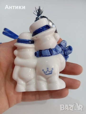 Стара порцеланова коледна играчка с печат, снимка 2 - Декорация за дома - 52661682