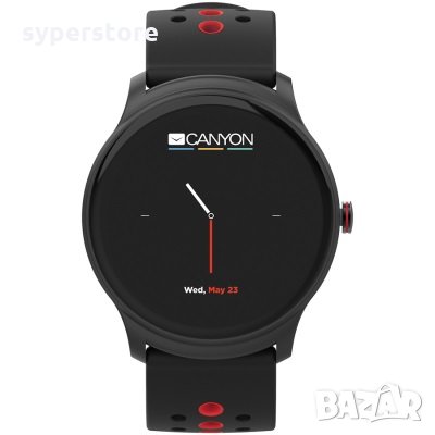 Смарт часовник CANYON CNS-SW81BR Стилен, спортен, смарт часовник Oregano Черно - червен, снимка 3 - Смарт гривни - 30534136