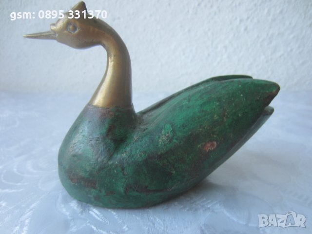 Фигури метал - патка бронз и дърво, антика птица, мишок мишка котка и лъв