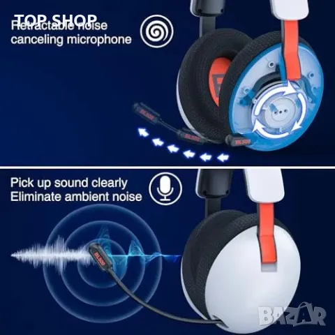 Нови Безжични геймърски слушалки за PS5/PS4/PC/Телефон с микрофон, снимка 5 - Слушалки и портативни колонки - 49444301