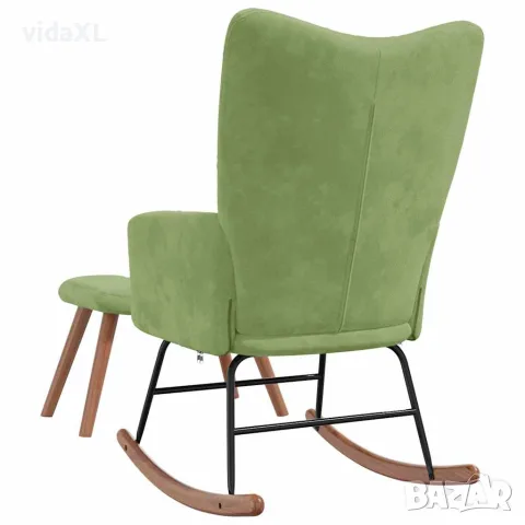 vidaXL Люлеещ се стол с табуретка, светлозелен, кадифе, снимка 9 - Столове - 56146932