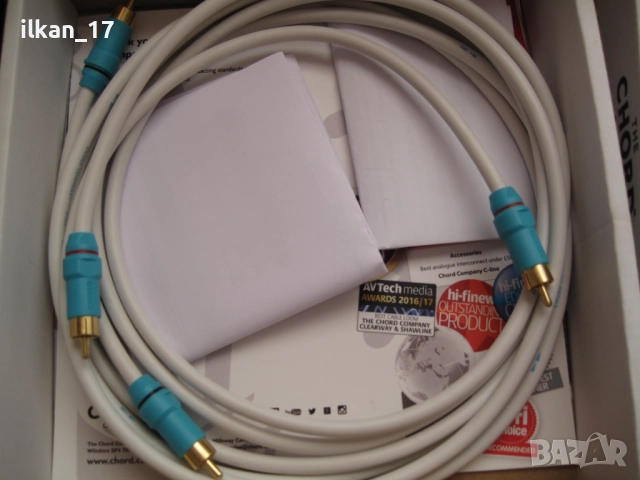 Чинчове Качествен стерео аудио кабел Chord C-Line Audio 2Комплекта по 2 Метра Внос Герман 2RCA-2RCA , снимка 2 - Аудиосистеми - 52422781