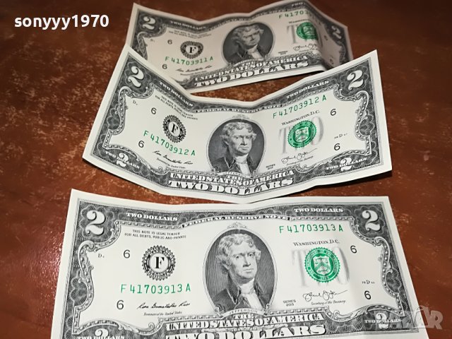 2 ДОЛАРА 3 БАНКНОТИ ЗА 65ЛВ 1505221756, снимка 2 - Нумизматика и бонистика - 36768524