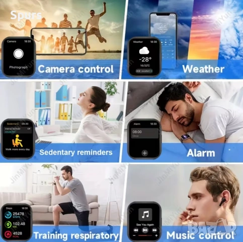 Смарт часовник 1.83" с Bluetooth разговори + известия | Нов, спортен модел, снимка 4 - Мъжки - 54111876
