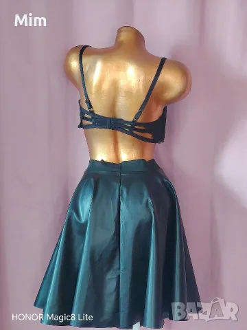 XL/2XL Черна кожена,къса пола , снимка 6 - Поли - 56240951