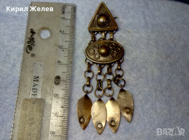 СТАРА ЕТНОГРАФСКА ОРНАМЕНТИРАНА МЕДНА БРОШКА МАЙСТОРСКА ХУДОЖЕСТВЕНА ИЗРАБОТКА 34054