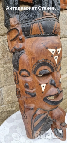 Тежка и масивна дървена маска – дялана изцяло от едно цяло дърво, снимка 4 - Декорация за дома - 51671198