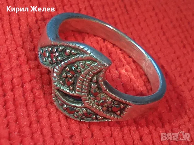 СКЪПЕЦЕНЕН МАРКАЗИТЕН СРЕБЪРЕН ПРЪСТЕН СРЕБРО 925 РЪЧНА ЮВЕЛИРНА ИЗРАБОТКА 47959, снимка 10 - Пръстени - 50115972