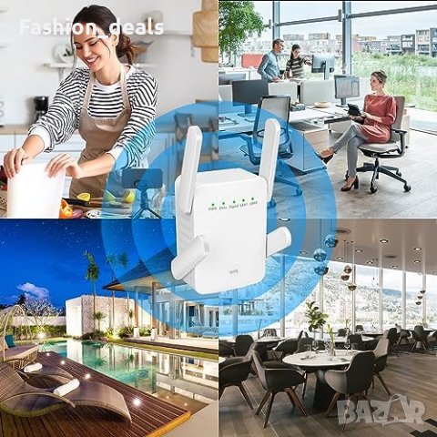 Нов Усилвател за WiFi 1200Mbps до 300 кв.метра двулентова антена дом интернет, снимка 7 - Друга електроника - 42489978