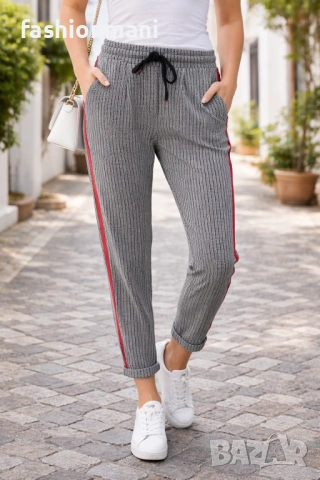 Дамски панталони на райе с джобове 3 цвята - код 1095, снимка 3 - Панталони - 47355239