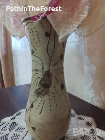 Ваза - рисуван месинг , снимка 4 - Вази - 54320995