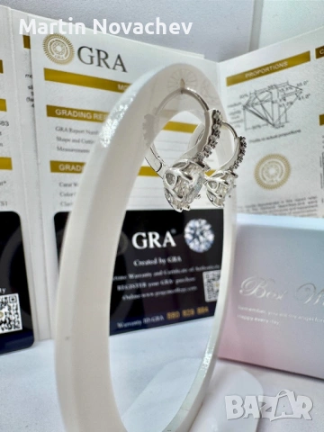 Сребърни обеци с мойсанит (Диамант) 2 карата, снимка 5 - Обеци - 54243053