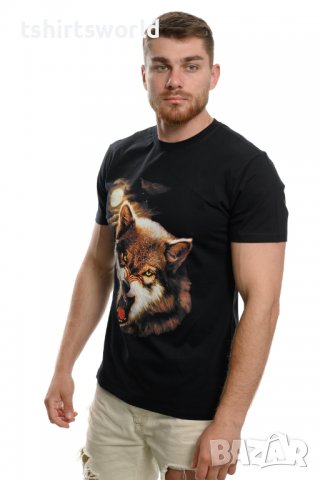 Нова мъжка тениска с дигитален печат Зъбат вълк, Пълнолуние, Серия Вълци, снимка 7 - Тениски - 37711937