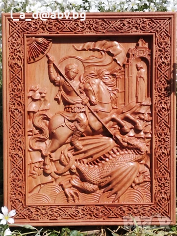 Икона на Св. Панталеймон - авторска дърворезба, снимка 4 - Икони - 50247909