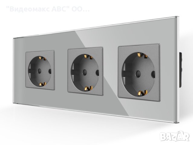 Троен контакт 16A, комплект с кристална рамка, "LUX-ON" - БЯЛ, СИВ, ЧЕРЕН, ЗЛАТИСТ, снимка 3 - Ключове, контакти, щепсели - 40266548