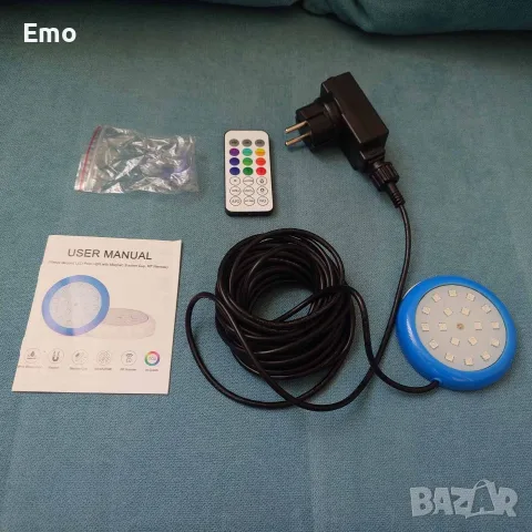 LED лампа с дистанционно управление, 18LED, IP68, 16 цвята