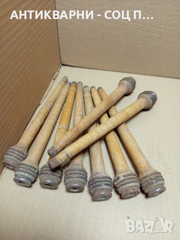 Комплект Соц Стари Дървени Пера Шпиндели Бобини 9бр., снимка 5 - Антикварни и старинни предмети - 50553921