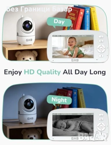 Нов Бебефон с камера 5" Нощно виждане VOX Двупосочно аудио Температура, снимка 2 - Бебефони - 53155281