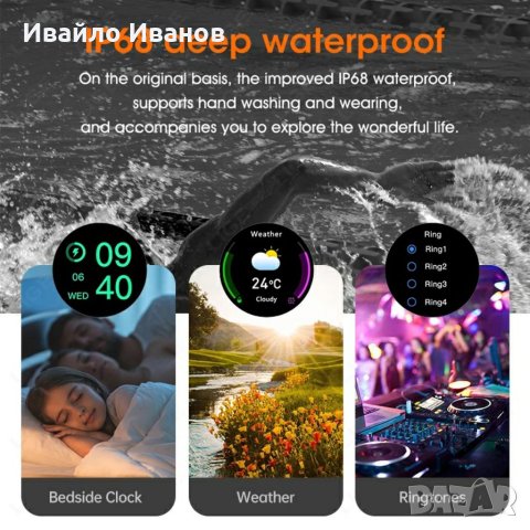1,6" Smart часовник-NFC ECG+PPG Bluetooth Call GPS Tracker IP68, снимка 4 - Смарт гривни - 42140674