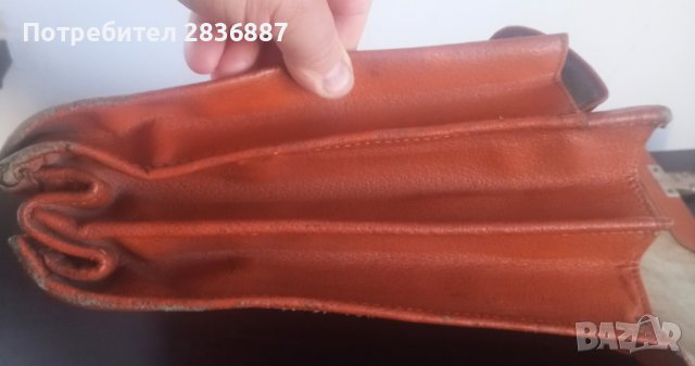 Стара оранжева кожена офис чанта, снимка 11 - Чанти - 36699244
