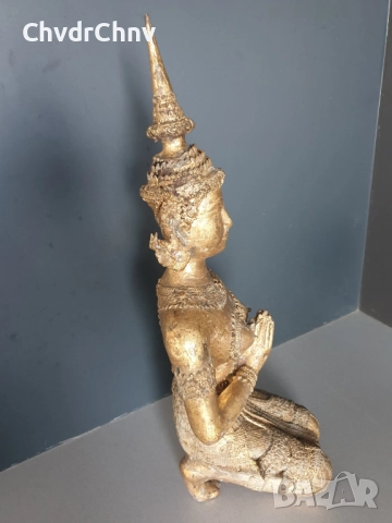 50см-8кг будистка фигура/стара азиатска-тайландска бронзова скулптура/статуетка на божество/ангел, снимка 3 - Антикварни и старинни предмети - 52457047