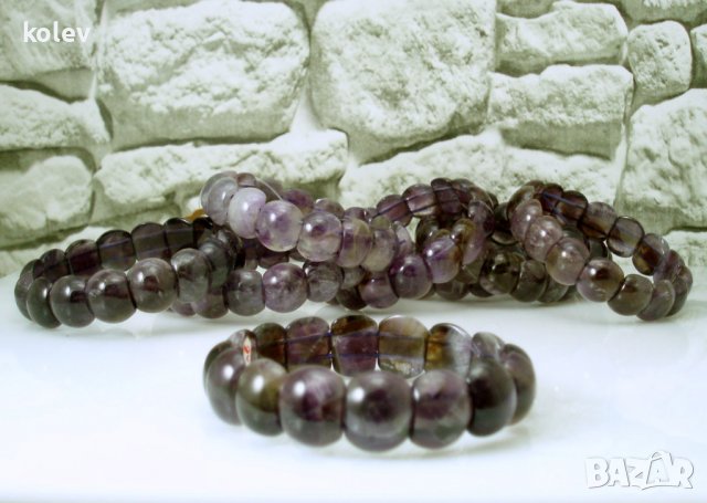 НАМАЛЕНИЕ ОТ 25 НА 20 ЛЕВА! гривна натурален АМЕТИСТ с висока качество, размер на мънистата 13/15 мм, снимка 2 - Гривни - 36971501